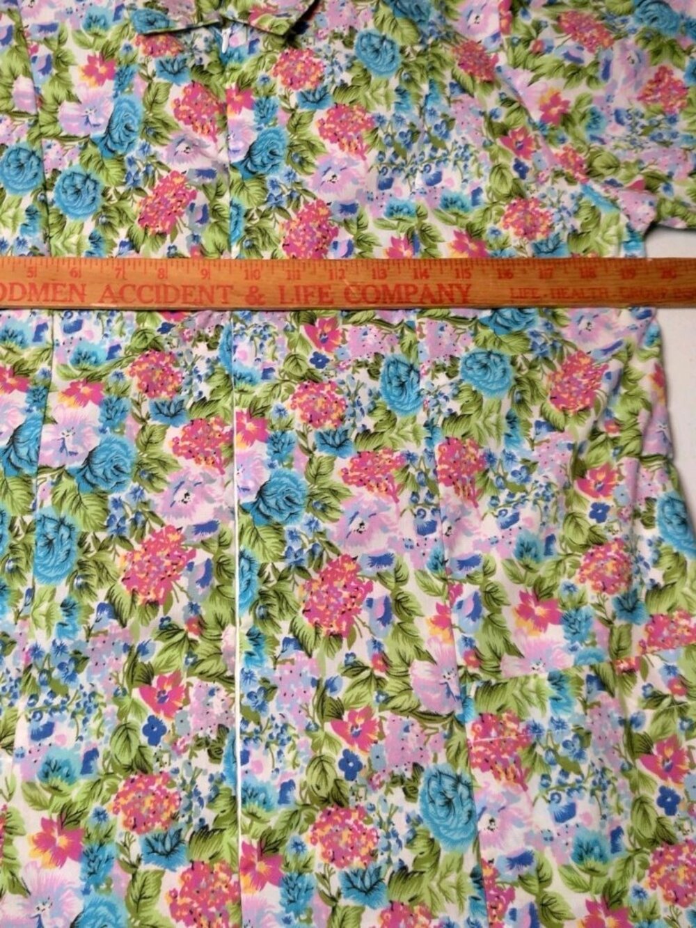 Buck & Buck House Dress Small Floral Pleated Zip Front Short Sleeve Granny - Picture 6 of 16